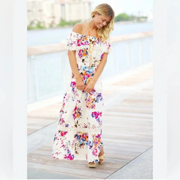 Altar’d State Floral Off Shoulder Maxi Dress‎ - Picture 2 of 11